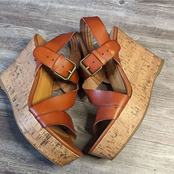 Mossimo Supply Co. Shoes - Mossimo Supply Co. Brown Strap Cork Wedges Size 7.5